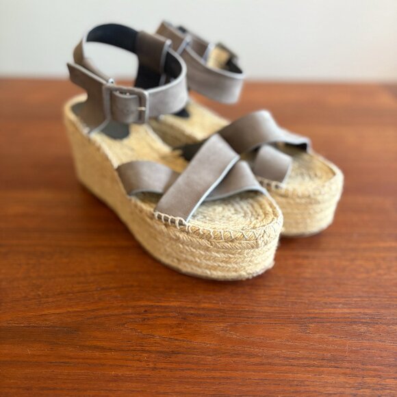 Celine Paris, Nude Platform Wedge Espadrille Sandals (size 8.5) - Picture 5 of 7